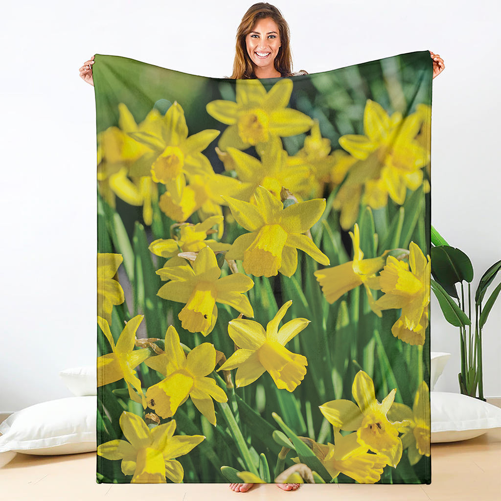 Yellow Daffodil Flower Print Blanket