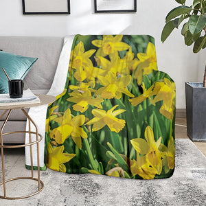 Yellow Daffodil Flower Print Blanket
