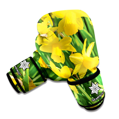 Yellow Daffodil Flower Print Boxing Gloves