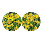 Yellow Daffodil Flower Print Car Coasters