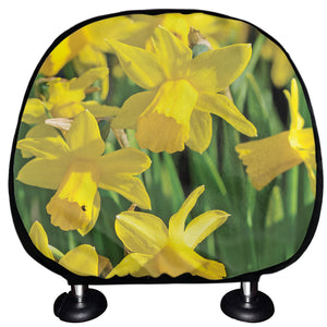Yellow Daffodil Flower Print Car Headrest Covers