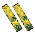 Yellow Daffodil Flower Print Car Seat Belt Covers