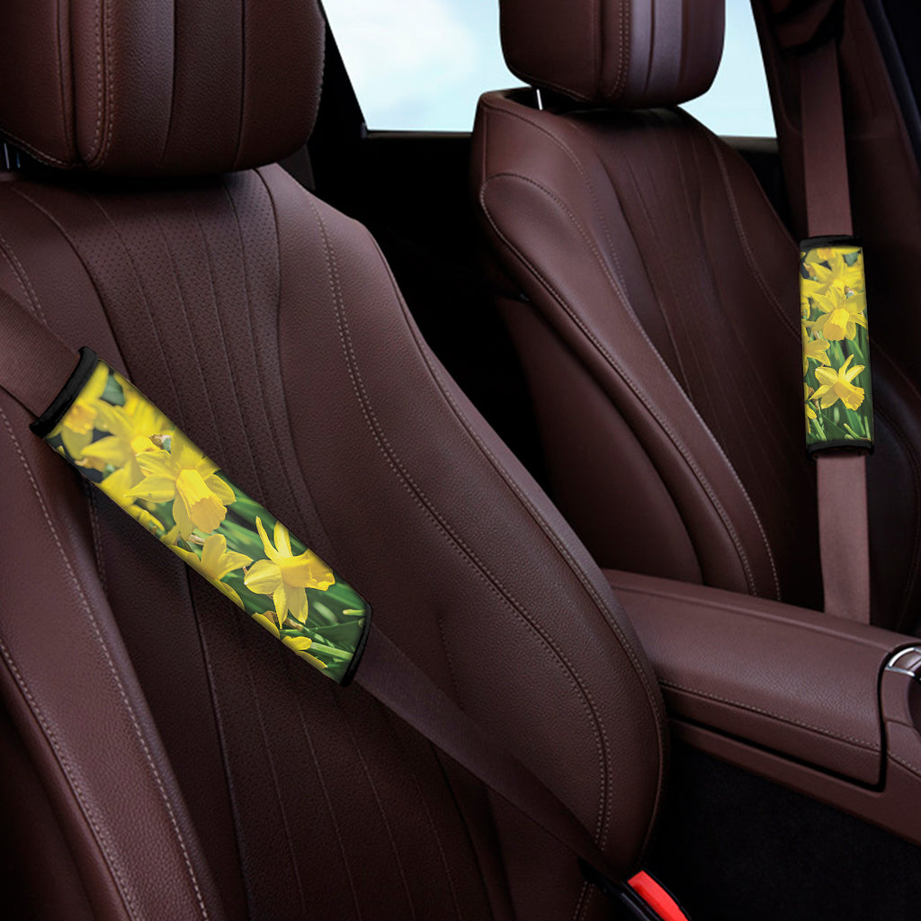 Yellow Daffodil Flower Print Car Seat Belt Covers