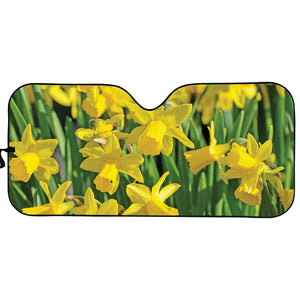 Yellow Daffodil Flower Print Car Sun Shade
