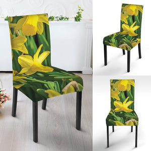 Yellow Daffodil Flower Print Dining Chair Slipcover