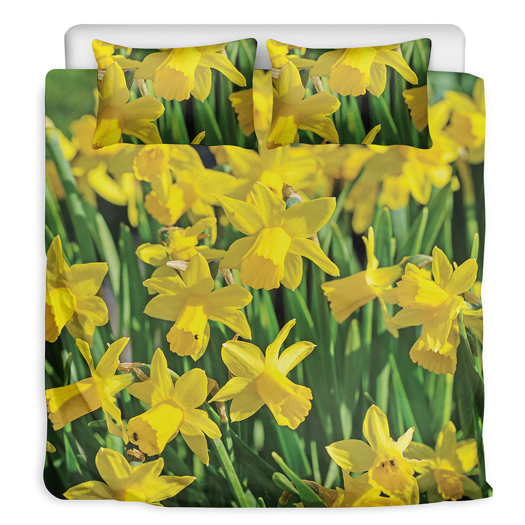 Yellow Daffodil Flower Print Duvet Cover Bedding Set