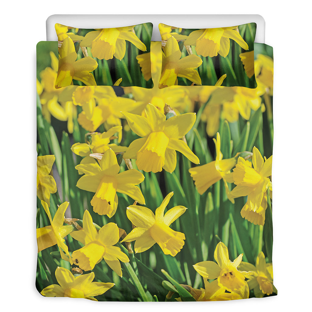 Yellow Daffodil Flower Print Duvet Cover Bedding Set