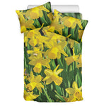 Yellow Daffodil Flower Print Duvet Cover Bedding Set