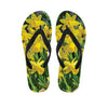 Yellow Daffodil Flower Print Flip Flops