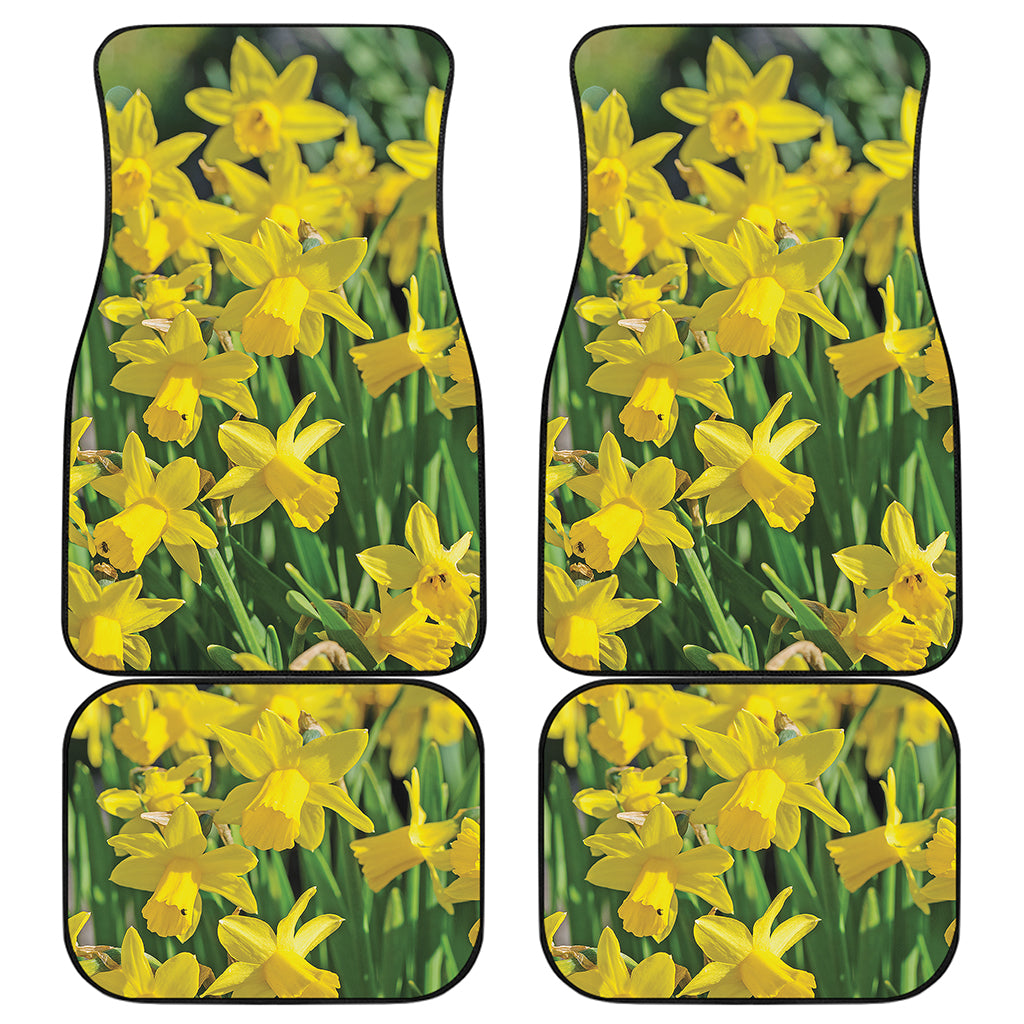 Yellow Daffodil Flower Print Front and Back Car Floor Mats
