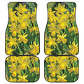Yellow Daffodil Flower Print Front and Back Car Floor Mats