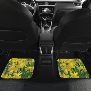 Yellow Daffodil Flower Print Front and Back Car Floor Mats