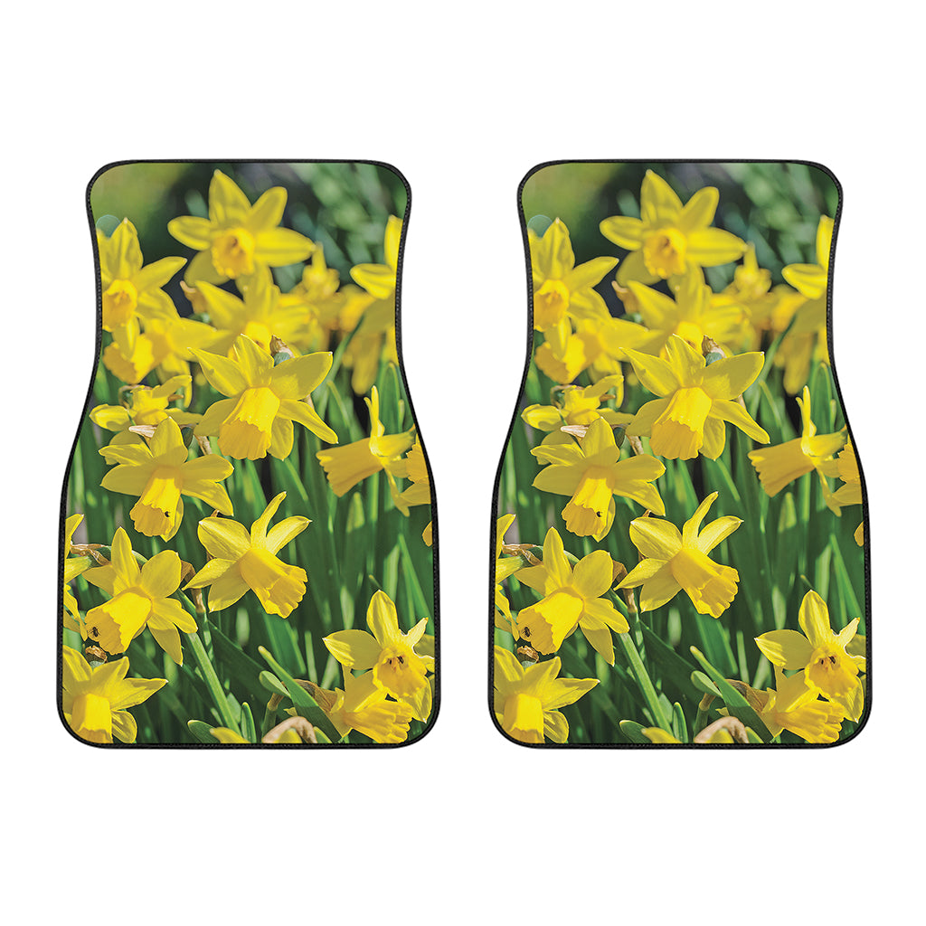 Yellow Daffodil Flower Print Front Car Floor Mats