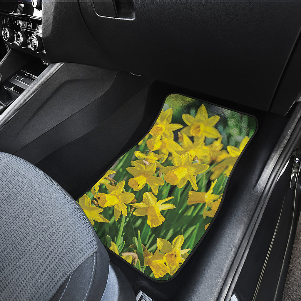 Yellow Daffodil Flower Print Front Car Floor Mats