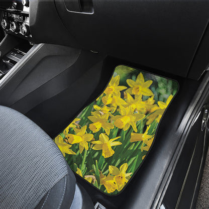 Yellow Daffodil Flower Print Front Car Floor Mats