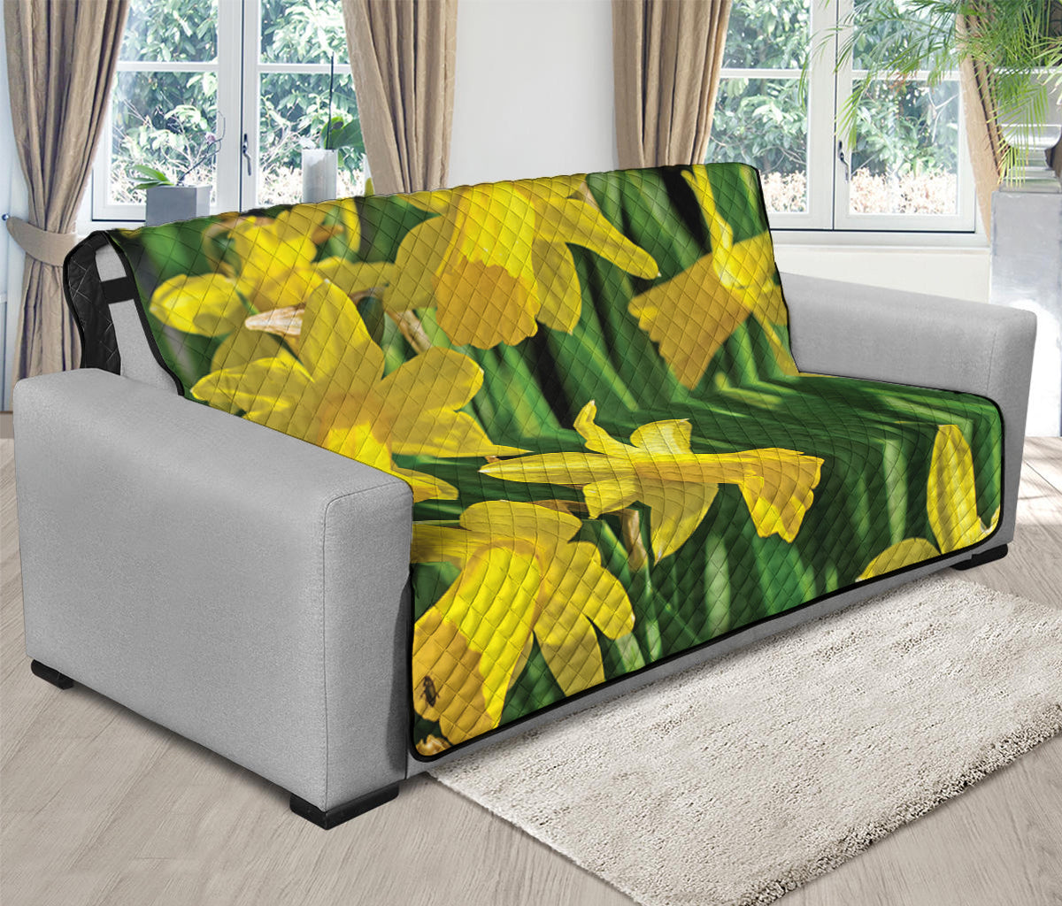 Yellow Daffodil Flower Print Futon Protector