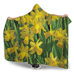 Yellow Daffodil Flower Print Hooded Blanket