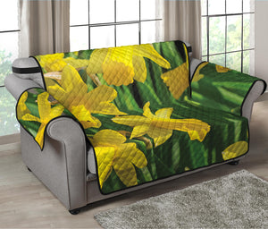 Yellow Daffodil Flower Print Loveseat Protector