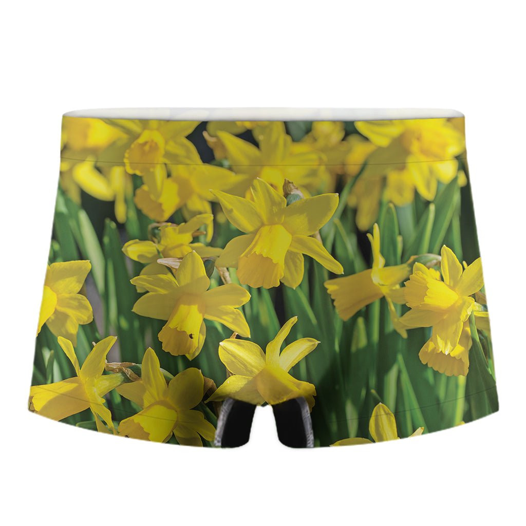 Yellow Daffodil Flower Print Men's Boxer Briefs
