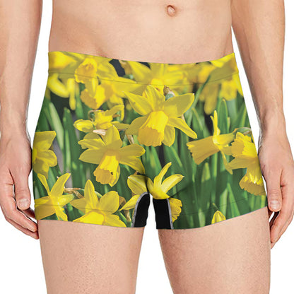 Yellow Daffodil Flower Print Men's Boxer Briefs