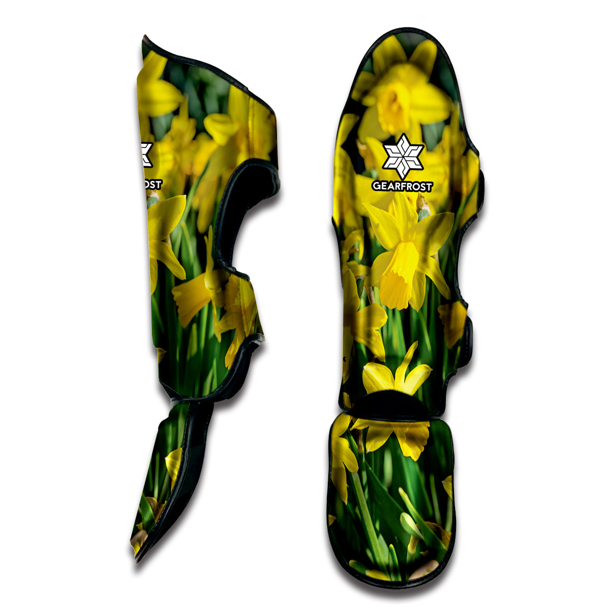 Yellow Daffodil Flower Print Muay Thai Shin Guard