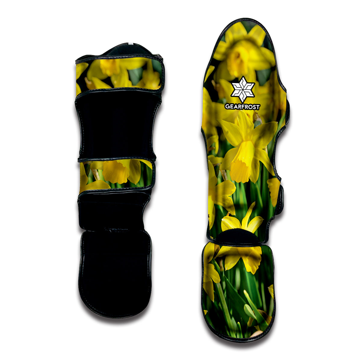 Yellow Daffodil Flower Print Muay Thai Shin Guard