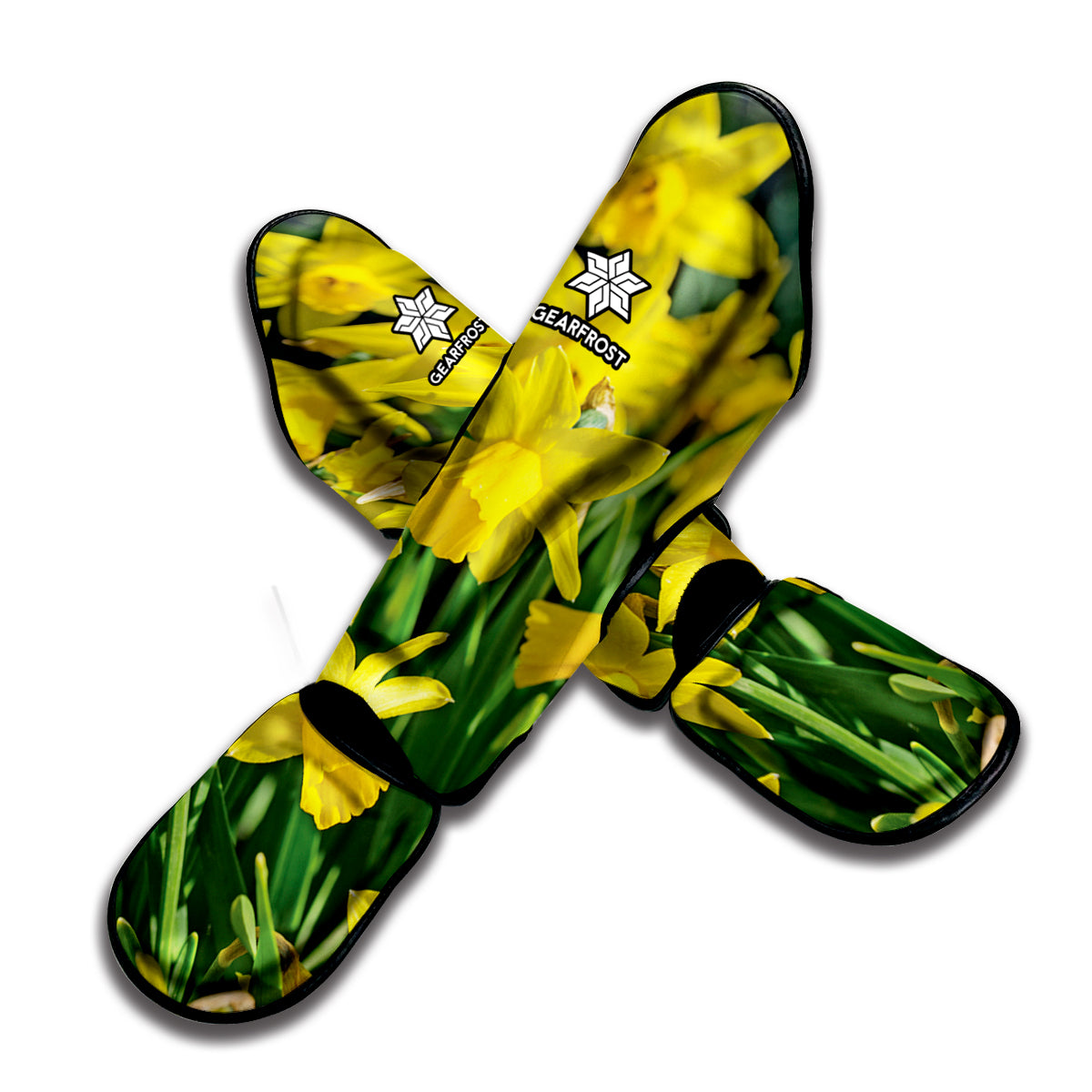 Yellow Daffodil Flower Print Muay Thai Shin Guard