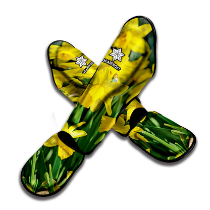 Yellow Daffodil Flower Print Muay Thai Shin Guard