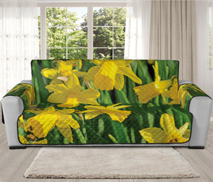 Yellow Daffodil Flower Print Oversized Sofa Protector