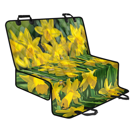 Yellow Daffodil Flower Print Pet Car Back Seat Cover