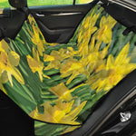 Yellow Daffodil Flower Print Pet Car Back Seat Cover