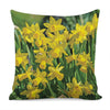 Yellow Daffodil Flower Print Pillow Cover
