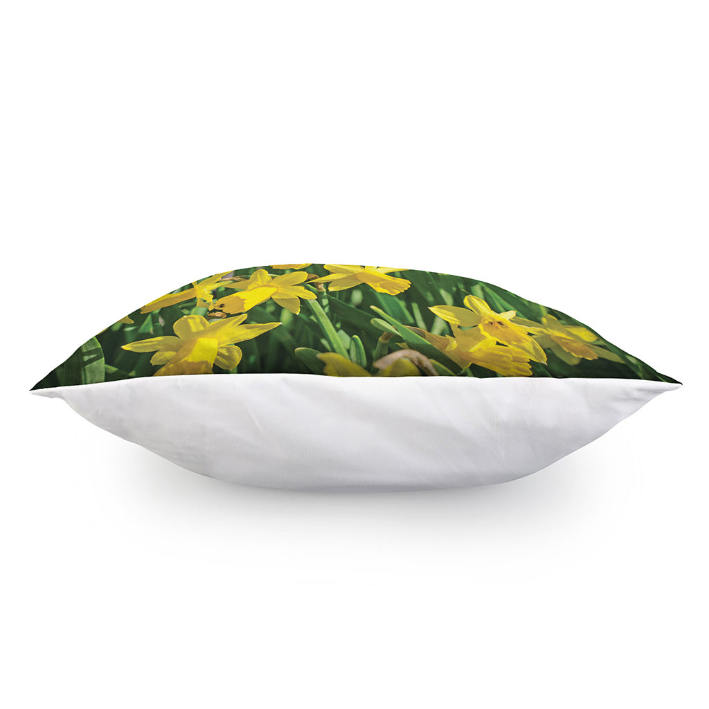 Yellow Daffodil Flower Print Pillow Cover