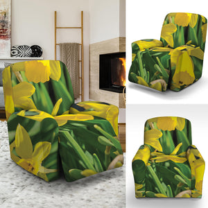 Yellow Daffodil Flower Print Recliner Slipcover