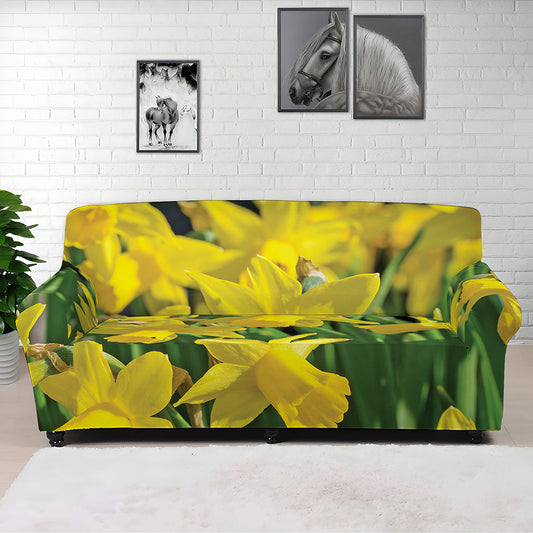 Yellow Daffodil Flower Print Sofa Cover