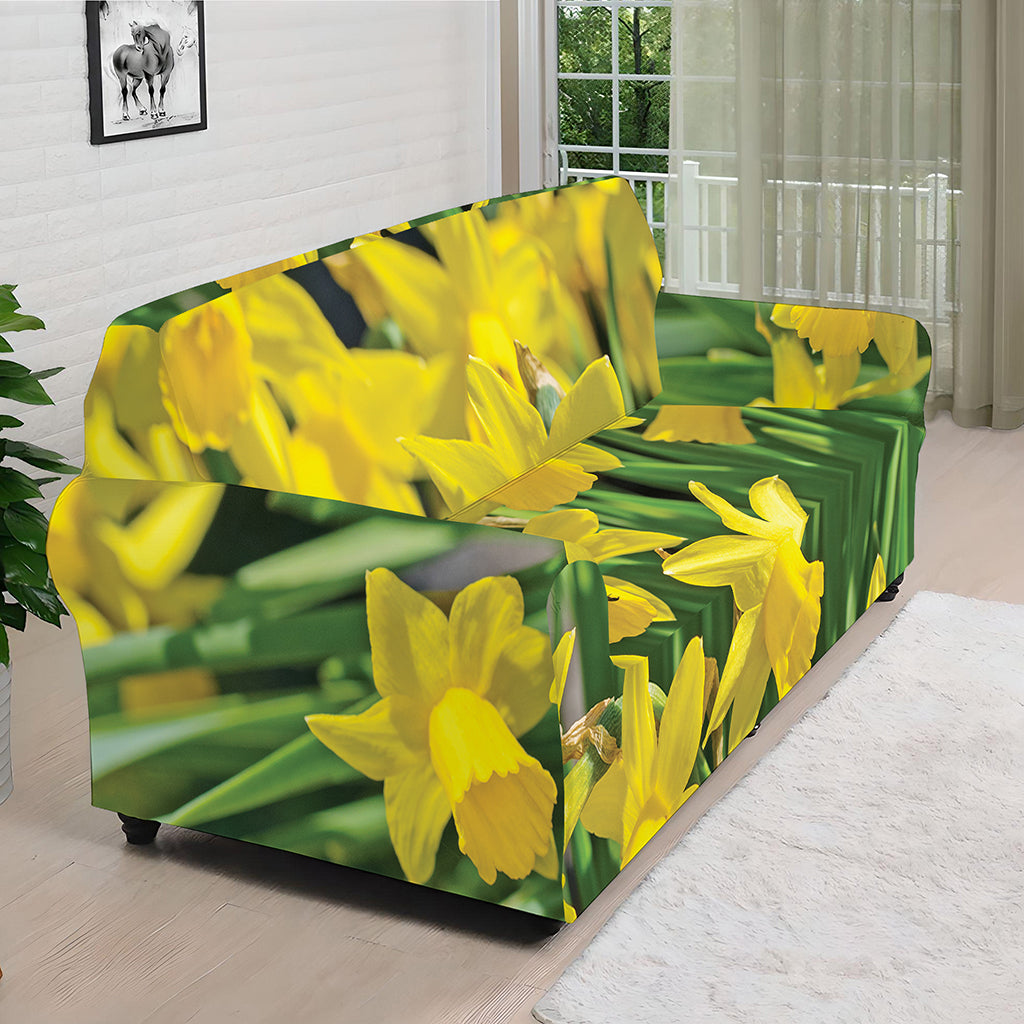 Yellow Daffodil Flower Print Sofa Cover