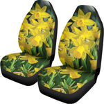 Yellow Daffodil Flower Print Universal Fit Car Seat Covers