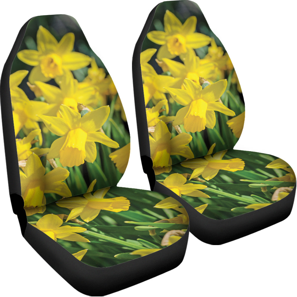 Yellow Daffodil Flower Print Universal Fit Car Seat Covers