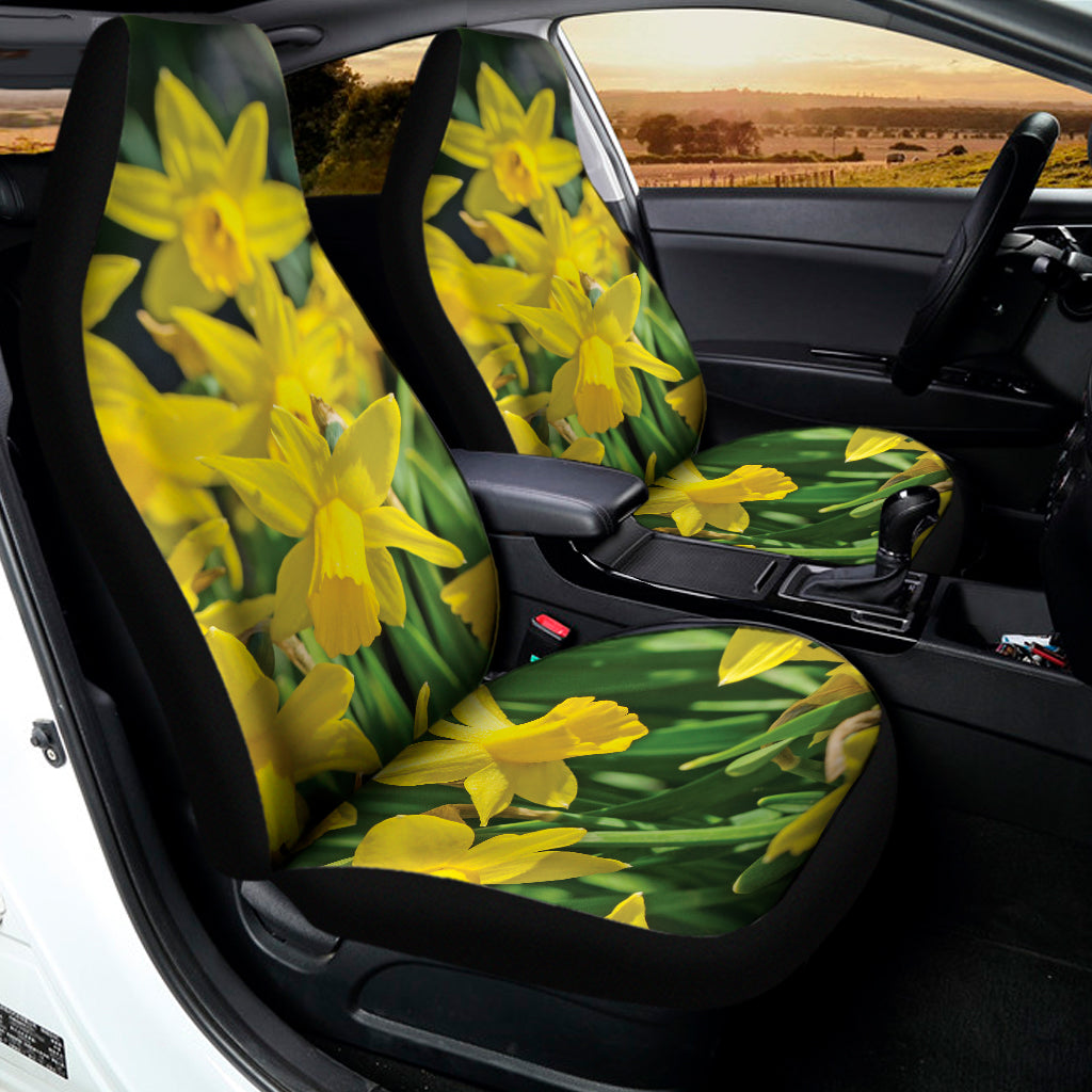 Yellow Daffodil Flower Print Universal Fit Car Seat Covers