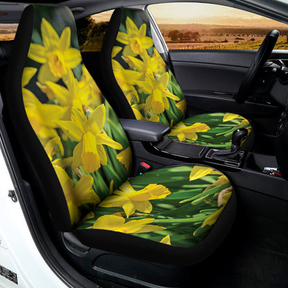 Yellow Daffodil Flower Print Universal Fit Car Seat Covers