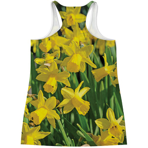 Yellow Daffodil Flower Print Women's Racerback Tank Top
