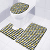 Yellow Daffodil Striped Pattern Print 3 Piece Bath Mat Set