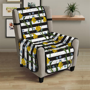 Yellow Daffodil Striped Pattern Print Armchair Protector