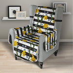 Yellow Daffodil Striped Pattern Print Armchair Protector