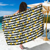Yellow Daffodil Striped Pattern Print Beach Sarong Wrap