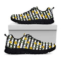 Yellow Daffodil Striped Pattern Print Black Running Shoes