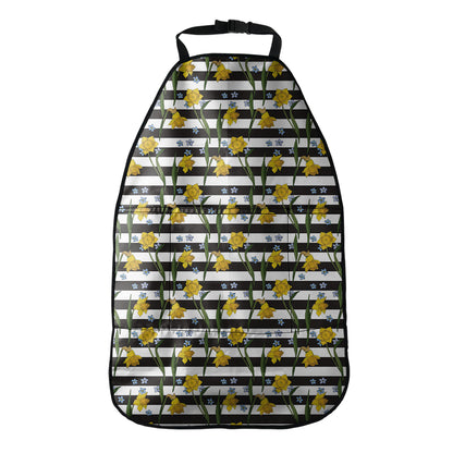 Yellow Daffodil Striped Pattern Print Car Seat Organizers