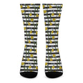 Yellow Daffodil Striped Pattern Print Crew Socks