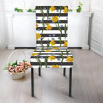 Yellow Daffodil Striped Pattern Print Dining Chair Slipcover