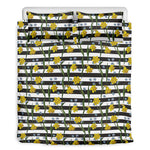 Yellow Daffodil Striped Pattern Print Duvet Cover Bedding Set